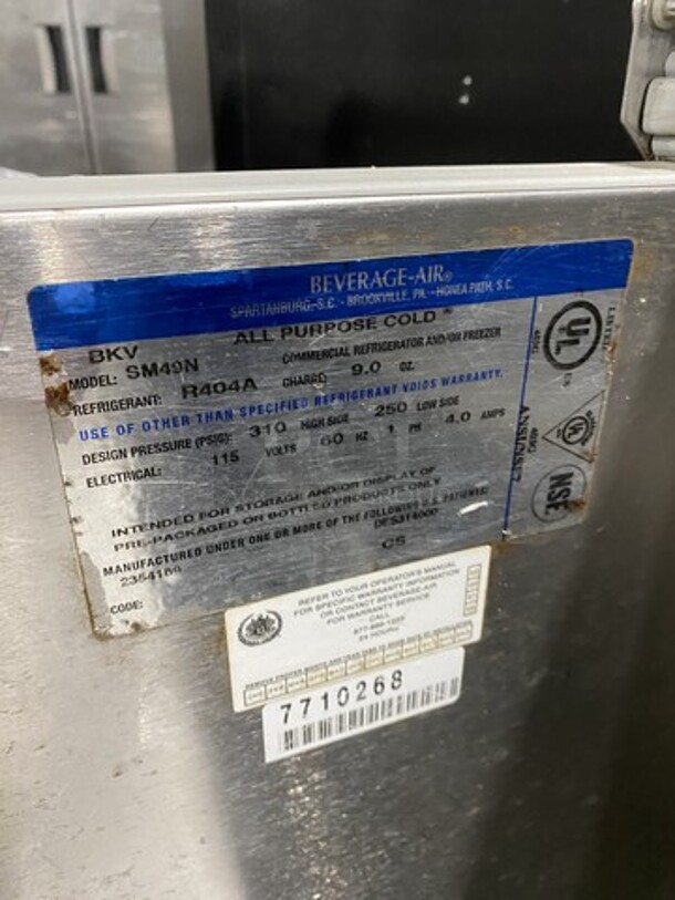 Beverage Air All Stainless Steel Refrigerated Milk Cooler! Model SM49N  Serial 7710268! 115V 1Phase! On Casters!  - Image 6 of 7