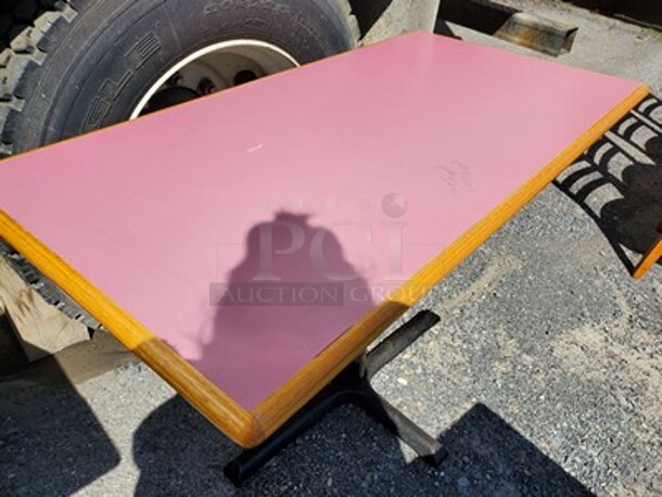 Pink Laminate Wood Top W/ Base 24X46  - Image 2 of 2