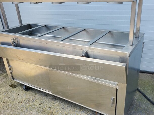 J&S Kitchen Equipment 5 Bay Steam Table/Buffet Table w/ Heat Lamps|On Casters! (Missing Tag) 72"X24"X35" - Image 3 of 6