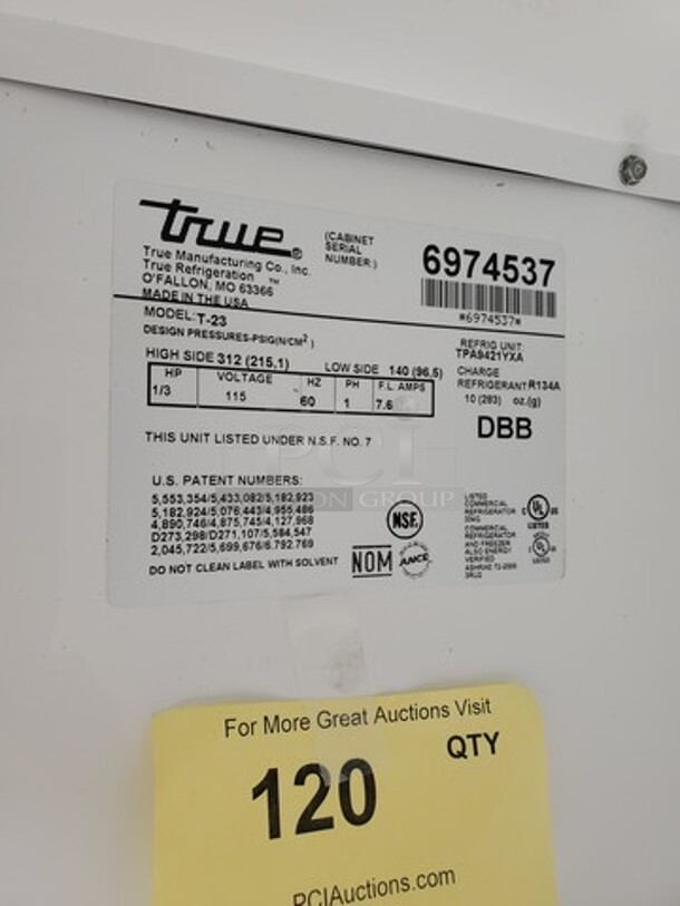 True T-23 27" One Section Refrigerator, 115V, 3 Racks included Tested & Working! - Image 6 of 6