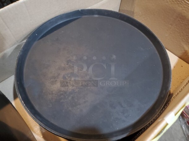16" Black Round Serving Tray BIDX6  - Image 2 of 2