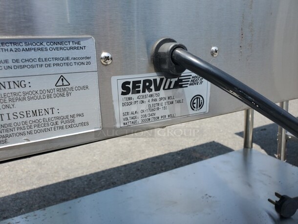 SERV IT 423EST4WE750 4 Pan Open Well Electric Steam Table with Undershelf 208/240V, 3000W 58X30X34" - Image 5 of 7