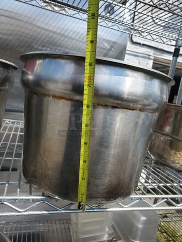 Lot of 5 Stainless Steel Round Insets *without lids* - Image 3 of 4