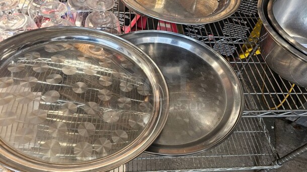 Lot of 6 Round Stainless Steel Trays - Image 1 of 3