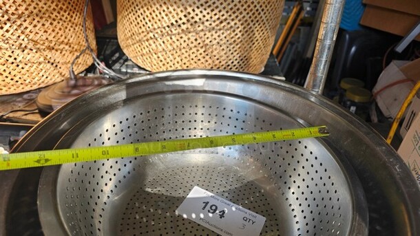 Lot of 3 Miscellaneous Stainless Steel Mixing Bowls
*One is perforated* - Image 2 of 4