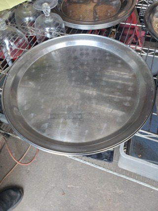 Lot of 3 Round 16" Stainless Steel Trays