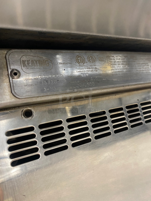 Keating Commercial Countertop Natural Gas Powered Grill! With Mirror Shine Grooved Grill! With Back And Side Splashes! All Stainless Steel! On Legs! Model: 36X36FLD SN: GG43239 - Image 8 of 9