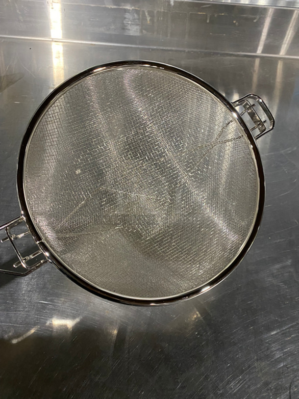 NEW! Winco 10.5" Round Metal Double Mesh Strainers! With Wooden Handle! 3x Your Bid! - Image 3 of 6