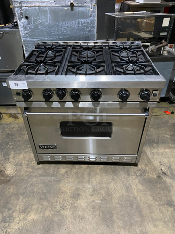 Viking Professional Gas Powered 6 Burner Stove! With Full Size Oven Underneath! With Metal Oven Racks! All Stainless Steel!