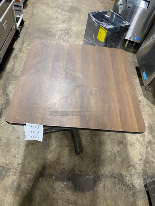 Dark Brown Wooden Pattern Square Table! 2x Your Bid! - Image 2 of 5