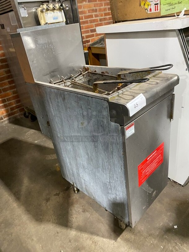 Commercial Natural Gas Powered Deep Fat Fryer! With Metal Frying Baskets! All Stainless Steel! On Legs! - Image 2 of 7