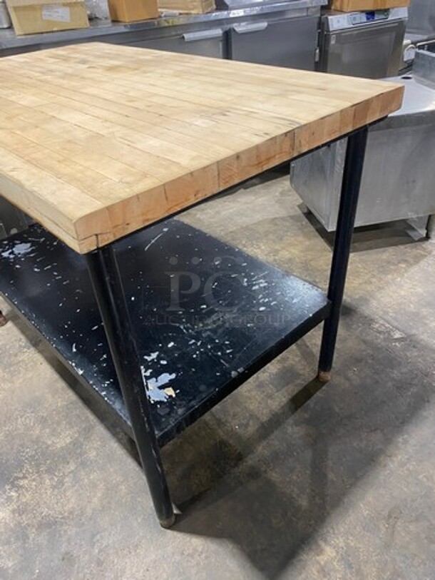 Commercial Butcher Block Table! With Storage Space Underneath! Stainless Steel Body! On Legs! - Image 2 of 7