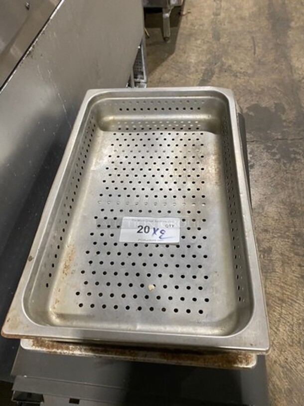 MISCELLANEOUS! Commercial Perforated Steam Table Food Pan! Split Hotel Pan! All Stainless Steel! 2x Your Bid!