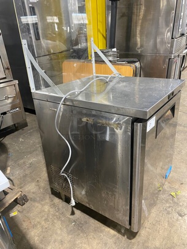 Turbo Air Commercial Single Door Lowboy/ Worktop Freezer! With Plexi Glass! All Stainless Steel! On Legs! MEASUREMENTS WITH OUT PLEXI GLASS! Model: MUF28 SN: MU2F808106 - Image 2 of 6