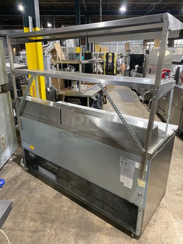 SWEET! Empura Commercial Refrigerated Salad/Sandwich Prep Table! With 3 Door Underneath Storage Space! With Commercial Cutting Board! With Double Overhead Shelf & Ticket Holder! All Stainless Steel! Model EKSP72 Serial EKSP72R21251226! 115V 1Phase! On Casters! WORKING WHEN REMOVED! - Image 7 of 10