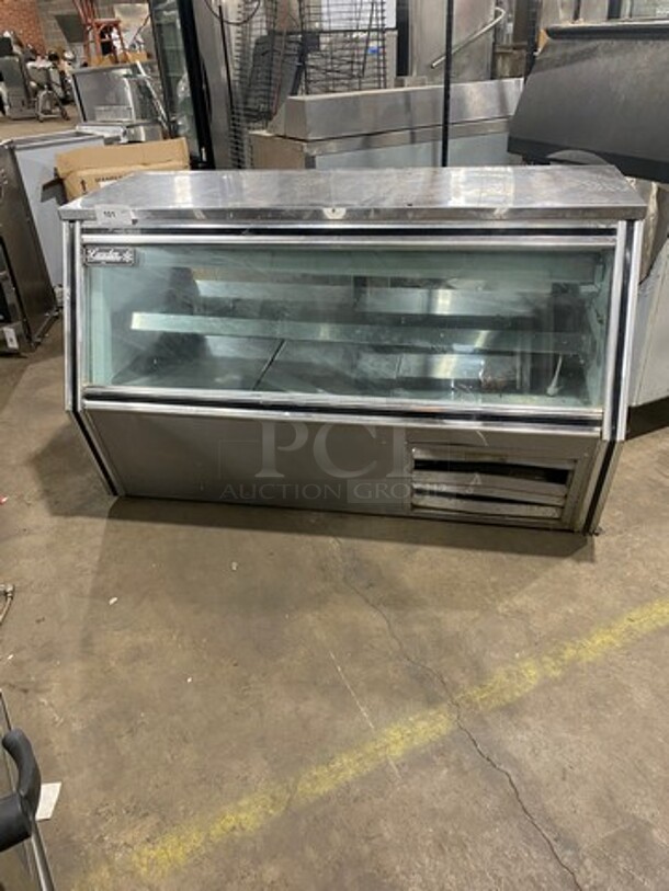 2014 Leader Commercial Refrigerated Deli Display Case Merchandiser! With Slanted Front Glass! With Sliding Rear Access Glass Doors! All Stainless Steel! Model: CDL60SC SN: PX08M2606 115V 60HZ 1 Phase