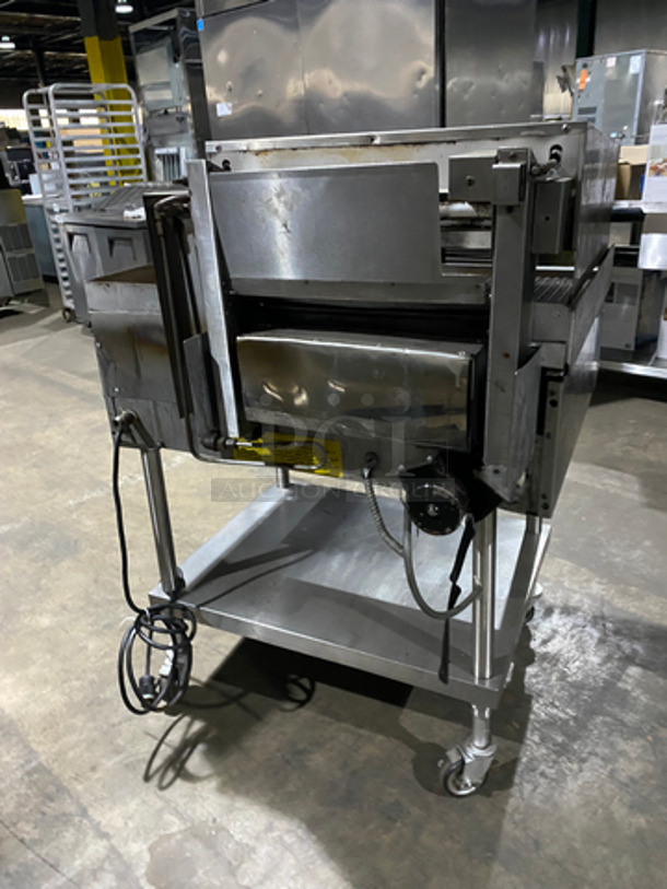 NICE! Lang Natural Gas Powered Groove Panini Style Grill/Flat Griddle Combo! With Underneath Storage Space! All Stainless Steel! On Casters! Model: GGB36TIB SN: D99475 - Image 3 of 11