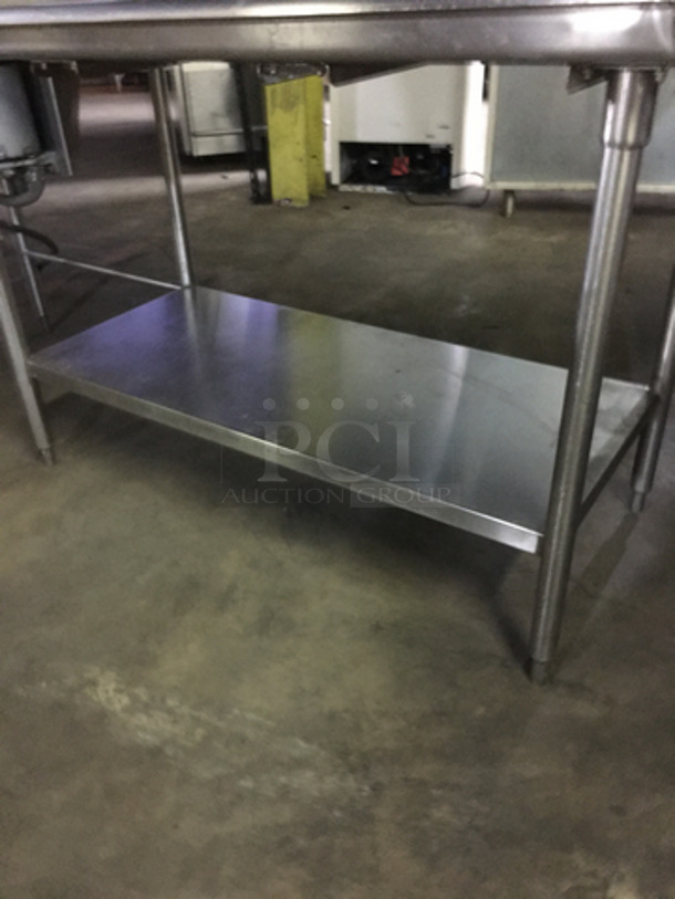 GREAT FIND! All Stainless Steel Single Bay Hand Sink/ Worktable! With Backsplash! With Handles! With Underneath Storage Space! On Legs! Can Connect To Operating Dishwasher! - Image 7 of 8