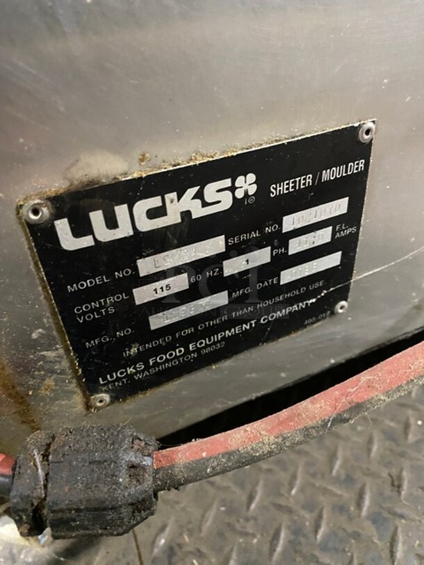 Lucks Floor Style Commercial Dough Sheeter/Molder! On Casters! Working When Removed! Model: LSM24 SN: 1021070 115V 60HZ 1 Phase - Image 9 of 10