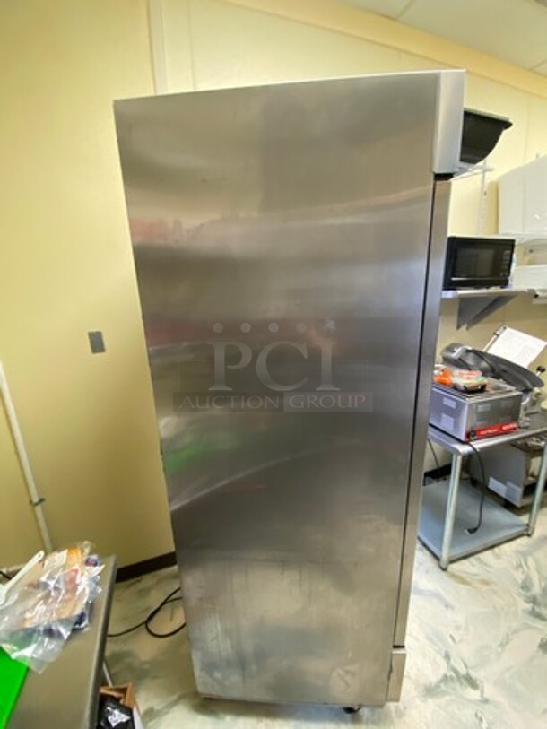 LATE MODEL! 2021 Asber Commercial Single Door Reach In Freezer! With Poly Coated Racks! All Stainless Steel! On Casters! WORKING WHEN REMOVED! Model: ARF23HFHC SN: 8102349138 115V 60HZ 1 Phase - Image 2 of 8
