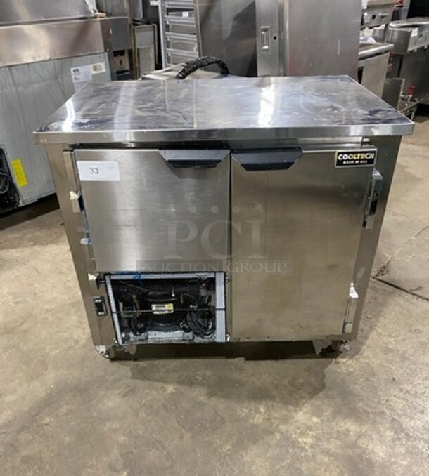 LATE MODEL! 2019 Cool Tech Commercial 2 Door Lowboy/ Worktop Cooler! Stainless Steel! On Casters! Model: CUST36LB SN: 025619 120V 60HZ 1 Phase - Item #1098260