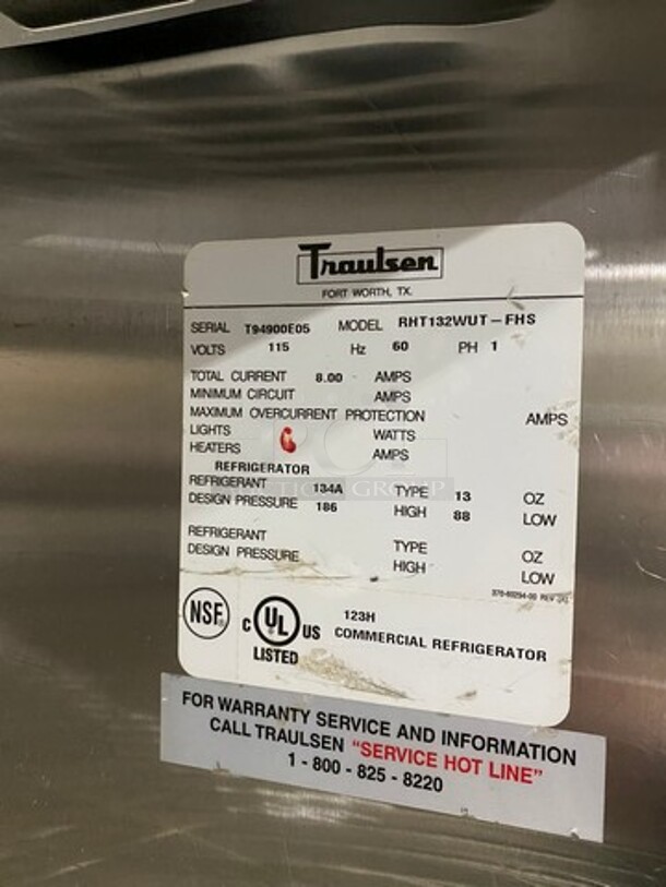 Traulsen Commercial Single Door Reach In Refrigerator! Solid Stainless Steel! On Legs! Model: RHT132WUTFHS SN: T94900E05 115V 60HZ 1 Phase - Image 7 of 9