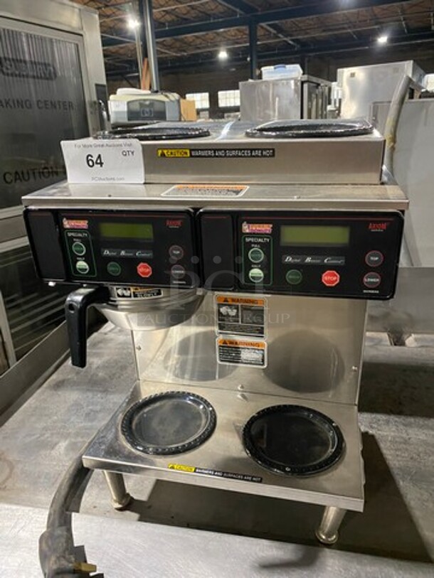 Bunn Commercial Countertop Dual Coffee Brewing Machine! With 4 Coffee Pot Warming Stations! All Stainless Steel! On Small Legs! Model: AXIOM2/2TWIN SN: AXTN034325 120/208/240V 60HZ 1 Phase - Image 1 of 9