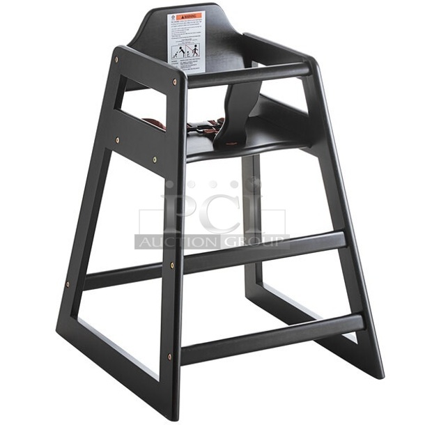BRAND NEW SCRATCH AND DENT! Lancaster Table & Seating 164HIGHCKDBK Unassembled Standard Height Wooden High Chair with Black Finish - Image 1 of 3
