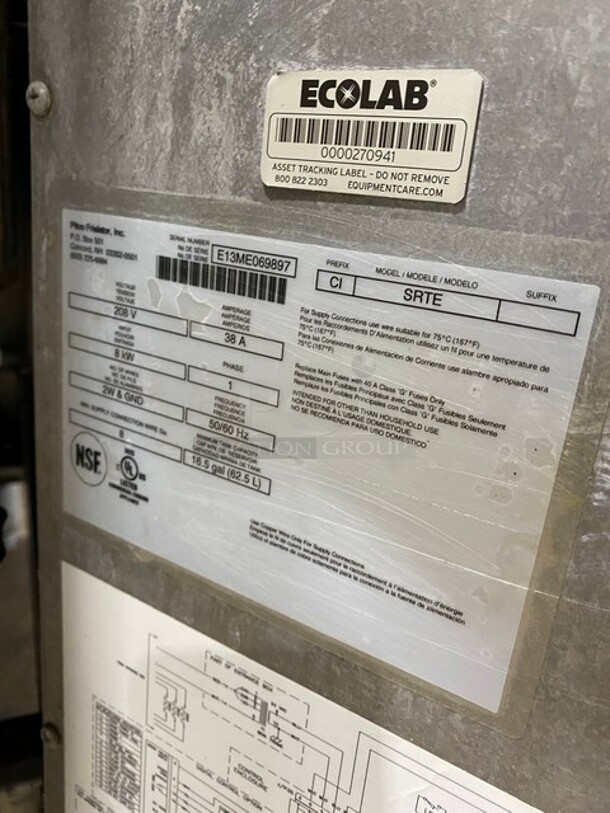 NICE! Pitco Electric Powered Commercial Pasta Cooker/Rethermalizer! With Backsplash! All Stainless Steel! On Legs! Model: SRTE SN: E13ME069897 208V 60HZ 1 Phase - Image 7 of 9