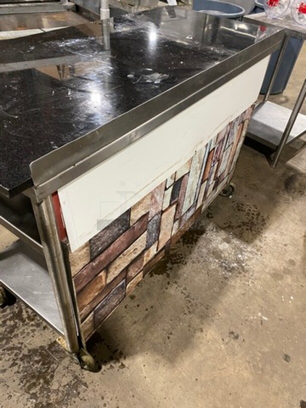 Solid Stainless Steel Work Top/ Prep Table! With Storage Space Underneath! On Casters! - Image 3 of 7