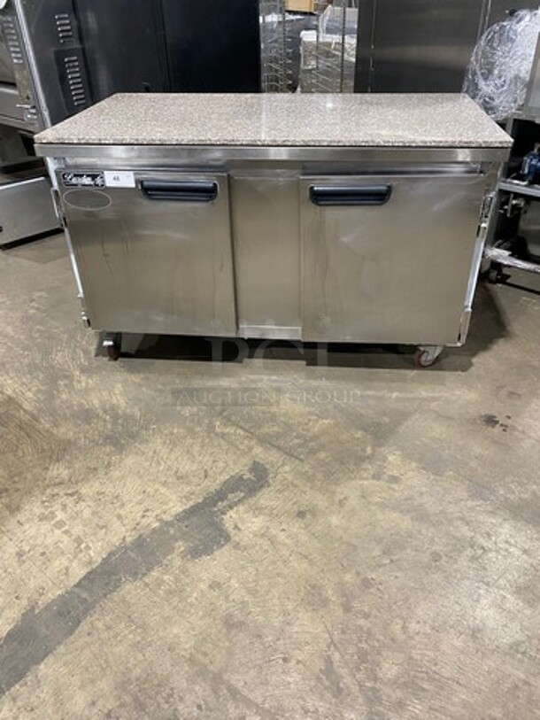 LATE MODEL! 2018 Leader Commercial 2 Door Lowboy/Worktop Cooler! With Poly Coated Racks! All Stainless Steel! On Casters! Model: ESLB60SC SN: NB04M2306 115V 60HZ 1 Phase