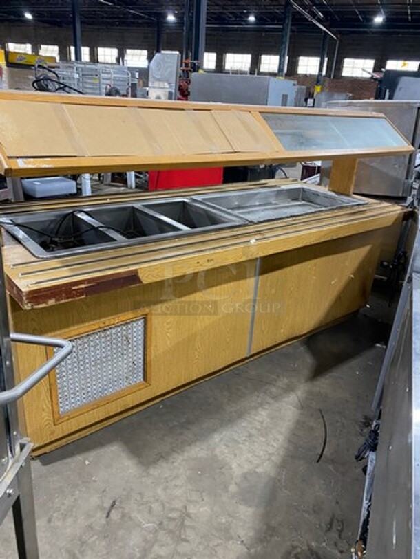 Atlas Metal Commercial Custom-Made Half Cold Pan Half Steam Table Food Serving Station! With Sneeze Guard! Stainless Steel With Wooden Outline! 208V 60HZ 1 Phase - Image 3 of 9