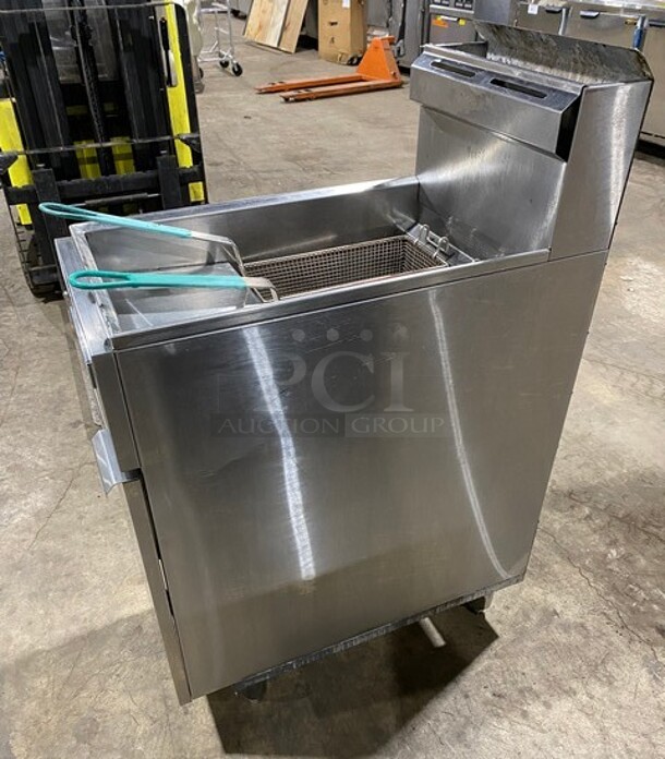 American Range Commercial Natural Gas Powered Deep Fat Fryer! With Backsplash! All Stainless Steel! On Legs!  - Image 2 of 9