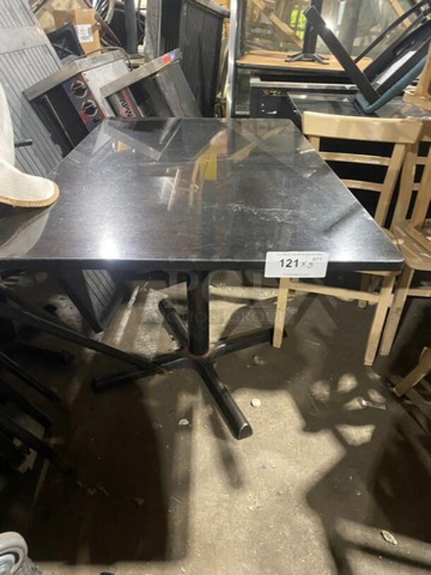 Black Rectangular Table! With Black Metal Base! 5x Your Bid! - Image 1 of 11