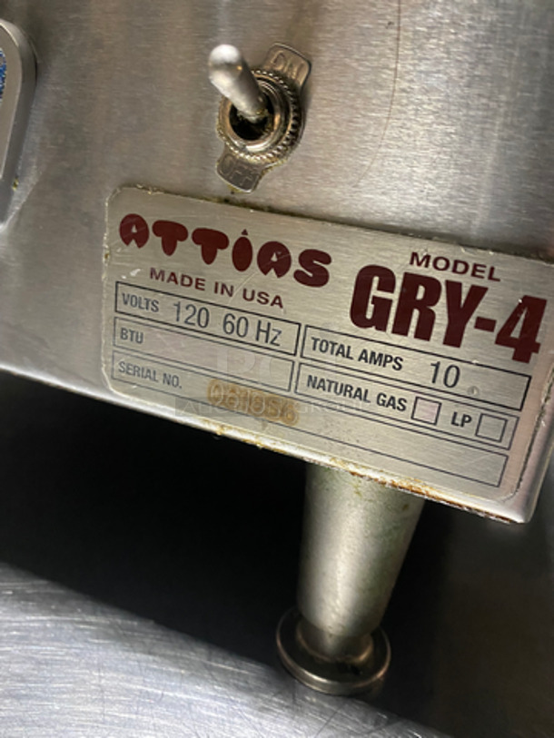 SWEET! Attias Natural Gas Powered Countertop 4 Burner Gyro Machine! All Stainless Steel! Model: GRY-4 120V 60HZ - Image 8 of 9