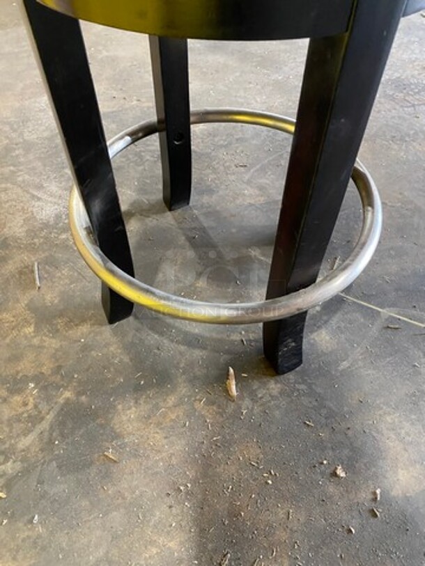 Round Black Cushioned Chairs! With Metal Base! With Footrest! 2x Your Bid! - Image 5 of 5