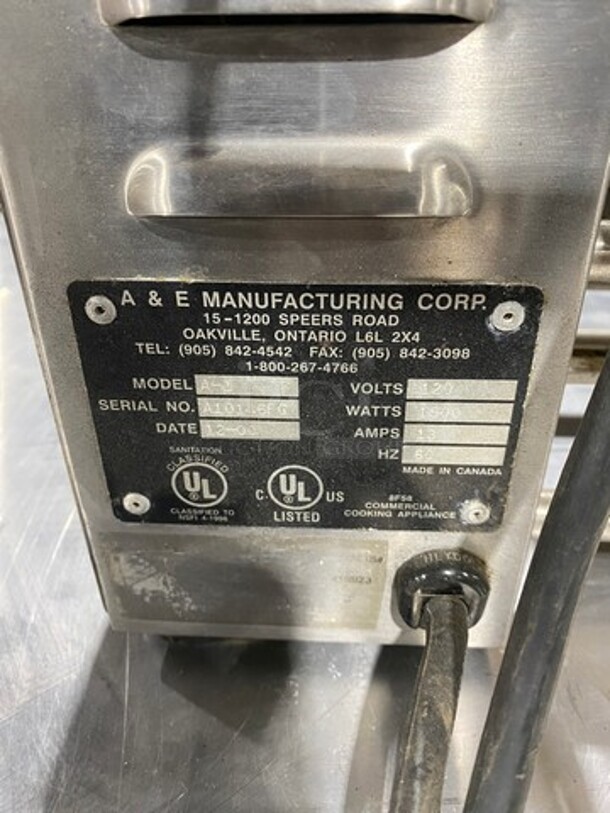 Deli Chef Commercial Countertop Electric Powered Panini/Sandwich Grill! Press With Ribbed Surface! All Stainless Steel! Model: A1 SN: A10146FG 120V - Image 5 of 8