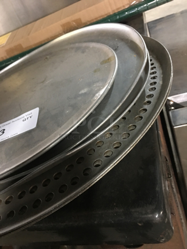 ALL ONE MONEY! Various Round Pizza Pans And Round Perforated Pans! All Metal And Stainless Steel! - Image 2 of 4