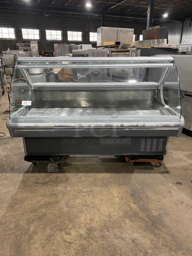 COOL! Arneg Commercial Refrigerated Deli/ Meat Display Case Merchandiser! With Commercial Cutting Board! With Curved Front Glass! With Rear Access Doors!