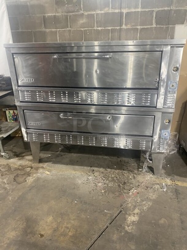 Sweet! Zesto Double Deck Natural Gas Powered 6 pie Pizza/Baking Oven! Model 315 Serial A960594! With Stones! On Legs! 2 X Your Bid Makes One Unit!   