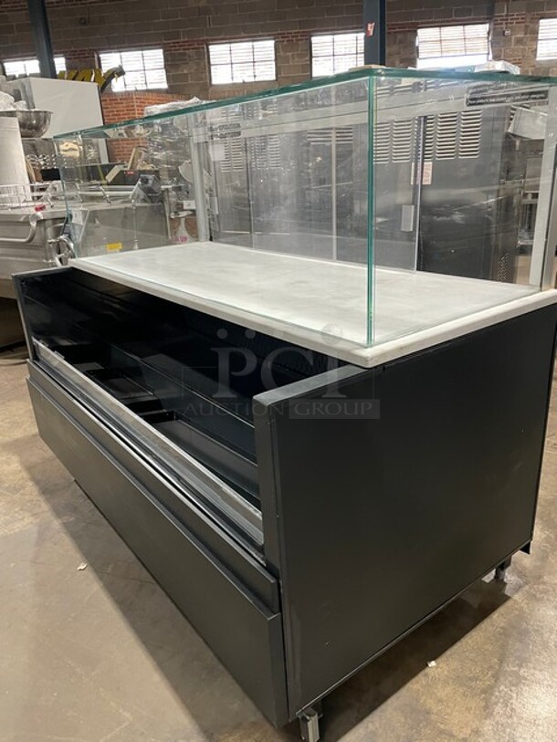 NICE! Structural Concepts Starbucks Style Refrigerated Open Grab-N-Go Display Case! With Glass Enclosed Merchandiser Showcase On Top! On Legs! 220V 1 Phase! Model: SBZ6652DR SN: 1034517 KU323310! Working When Removed!
 - Image 8 of 10