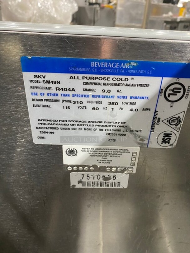 Beverage Air Single Side Access Milk Cooler! Stainless Steel! On Casters! Model: SM49N SN: 7510636 115V 60HZ 1 Phase - Image 6 of 7