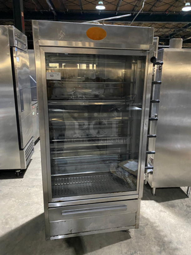 GREAT! Hickory Commercial Natural Gas Powered Rotisserie Machine! With View Through Door! All Stainless Steel!
