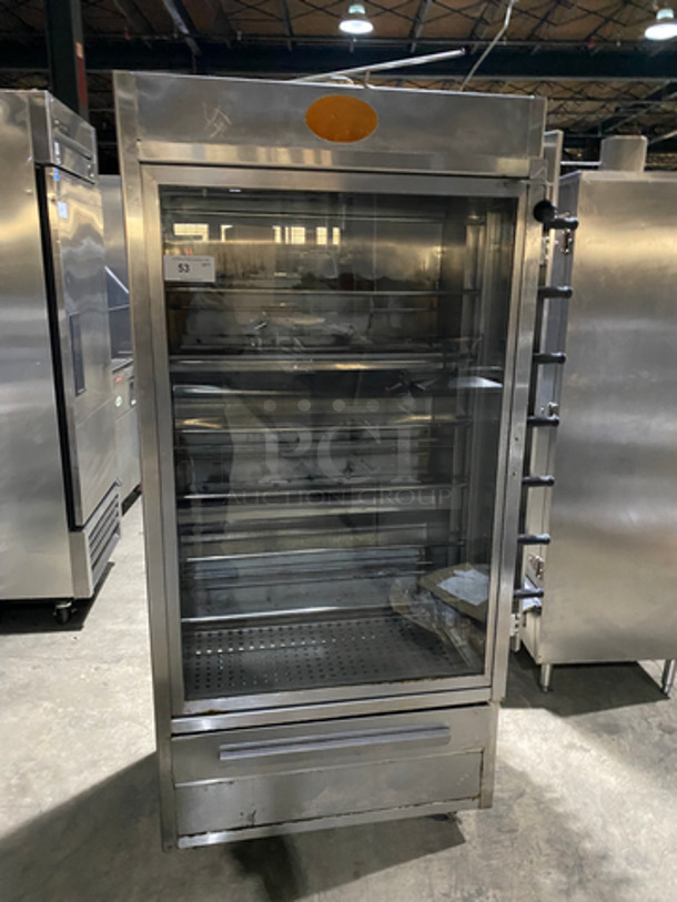 GREAT! Hickory Commercial Natural Gas Powered Rotisserie Machine! With View Through Door! All Stainless Steel! - Image 1 of 9