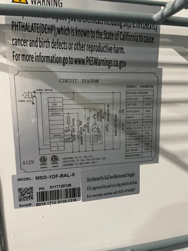 NICE! MoTak Commercial Stainless Steel Single Door Reach In Freezer! With Poly Coated Racks! On Casters! 115V! Model: MSD-1DF-BAL-X SN: 6015171221101316! - Image 7 of 9