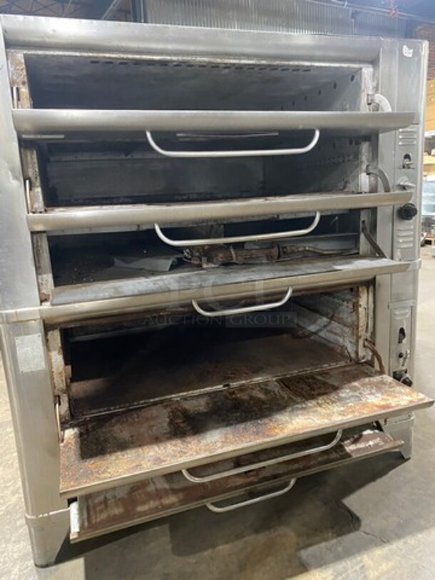 Blodgett Commercial Natural Gas Powered Double Deck Baking/ Pizza Oven! All Stainless Steel! On Legs! 2x Your Bid Makes One Unit! WORKING WHEN REMOVED! - Image 5 of 12