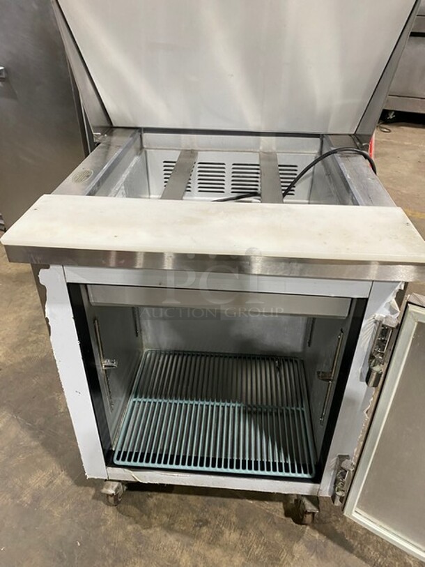 Leader Commercial Refrigerated Mega Top Sandwich Prep Table! With Commercial Cutting Board! With Single Door Underneath Storage Space! All Stainless Steel! On Casters! MODEL ESLM27SC SN:NP10M2704 - Image 5 of 11
