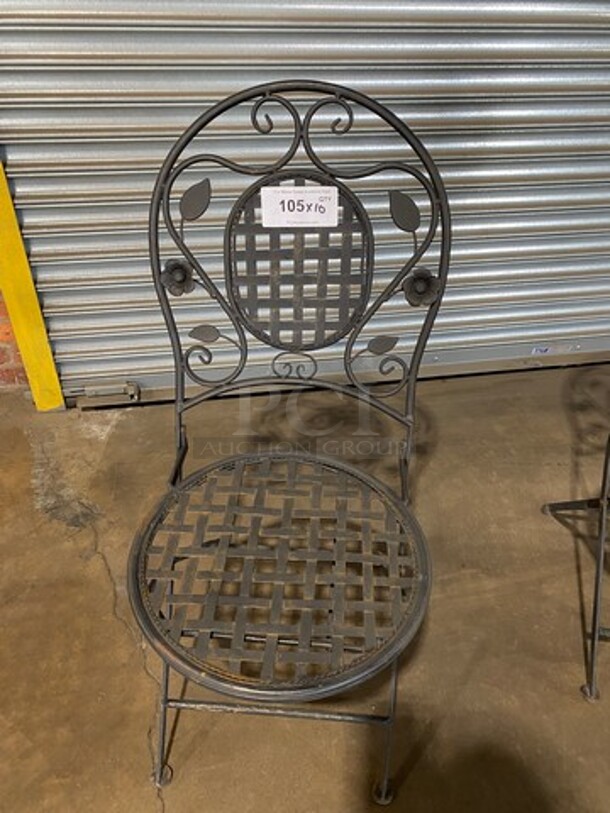 Black Metal Foldable Patio Chairs! 10x Your Bid! - Image 1 of 7