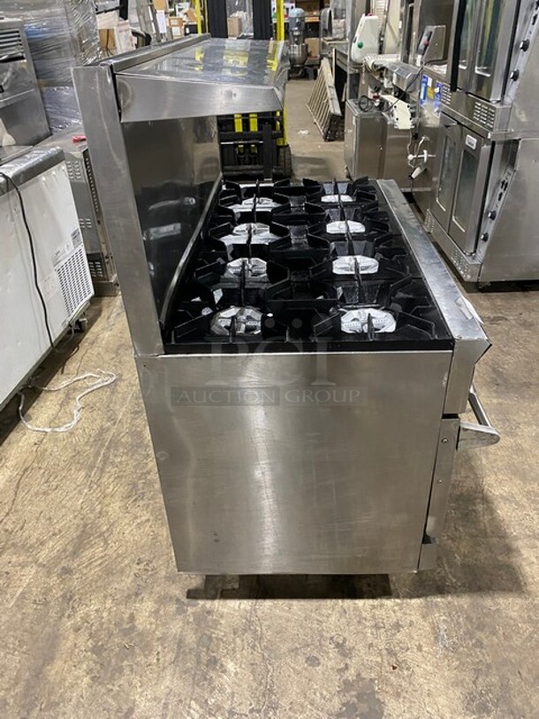 Nice! DCS Commercial Natural Gas Powered 8 Burner Stove! With Raised Back Splash And Salamander Shelf! With 2 Oven Underneath! All Stainless Steel! On Casters! - Image 2 of 9