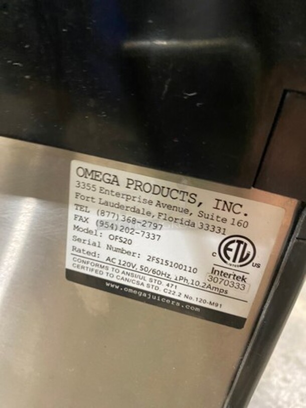 NICE! Omega Commercial Countertop 2 Flavor Slushie/ Frozen Beverage Dispenser! Model: OFS20 SN: 2FS15100110 120V 60HZ 1 Phase - Image 8 of 9